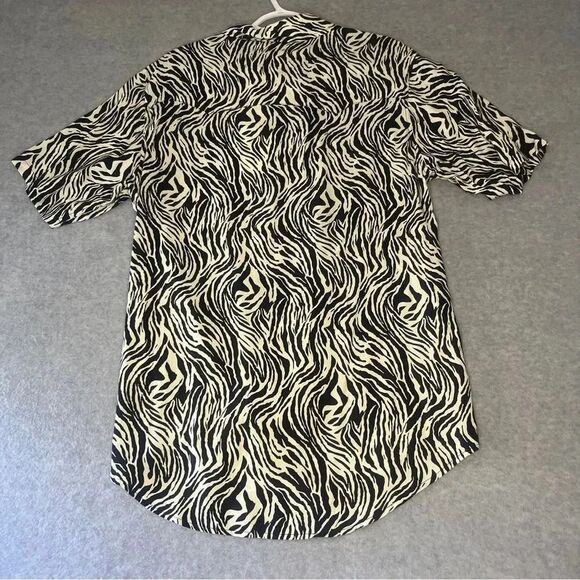 Sandrine Rose X Free People Women’s Zebra Stripe Pearl Snap Button Up S.S New M - Picture 11 of 12